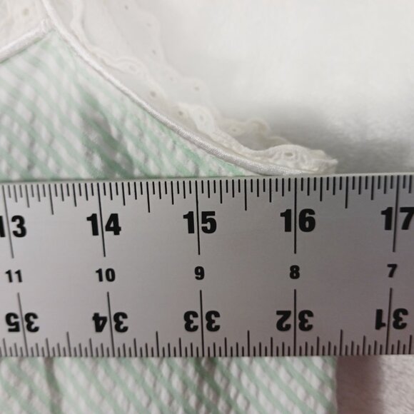 Miss Elaine, Small Sleeveless short Nightgown, Mint Green/White W/ Embroidery... - Picture 11 of 13